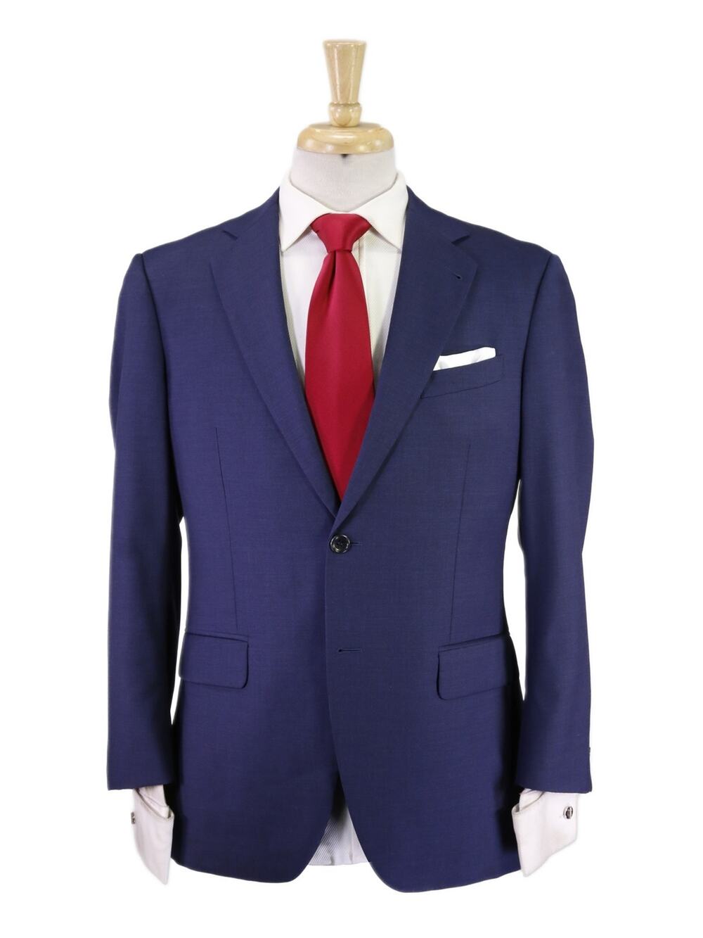 M Tailor Custom Navy Blue 2-Btn Slim Fit Wool Suit 38S